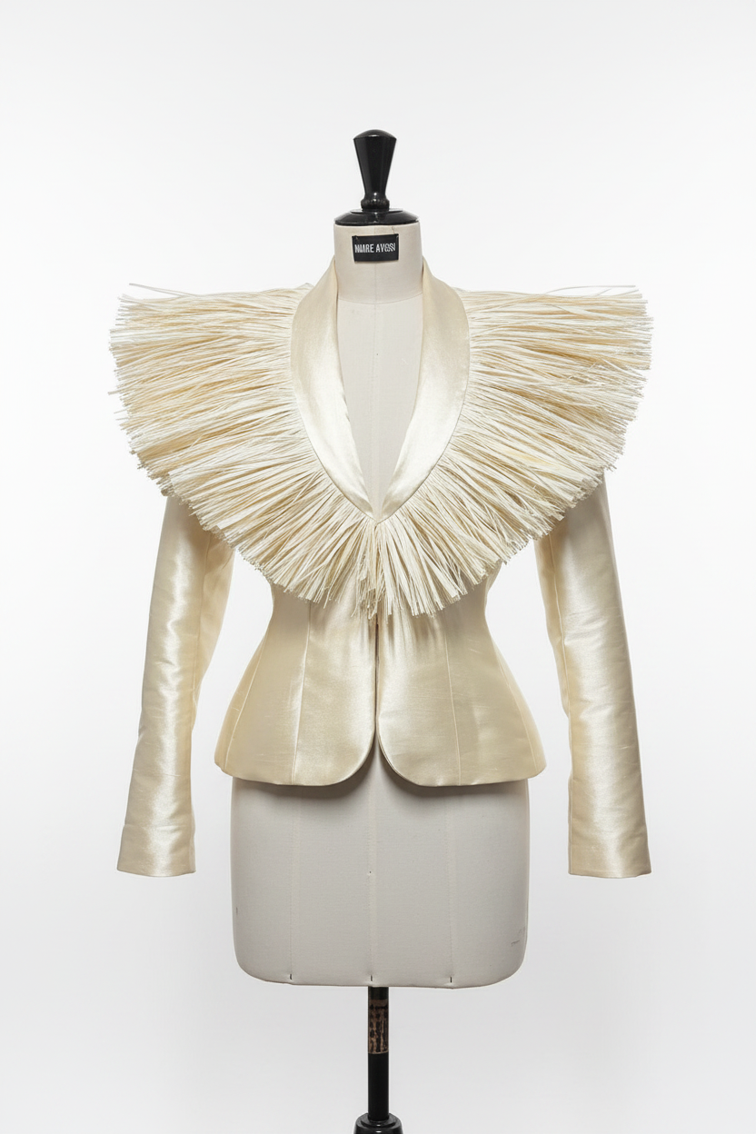 Veste en soie et raphia