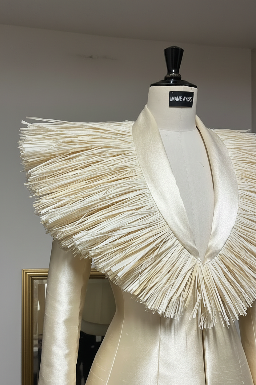 Veste en soie et raphia