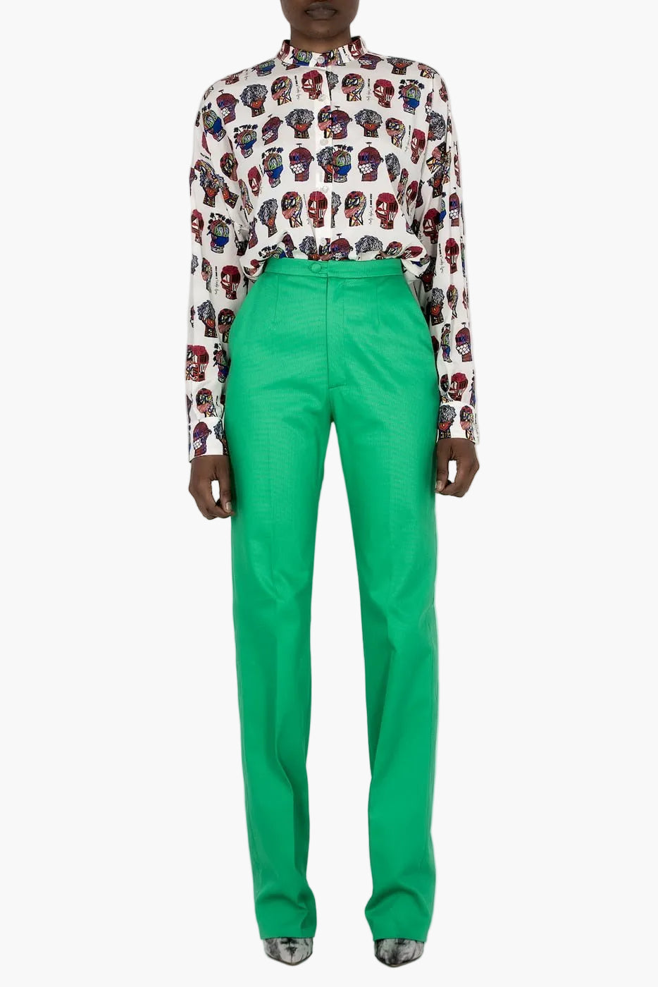 Printed stretch silk crepe shirt in collaboration with Boris Nzebo