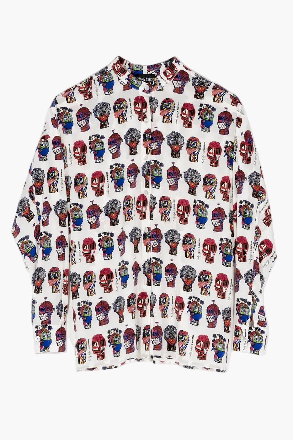 Printed stretch silk crepe shirt in collaboration with Boris Nzebo