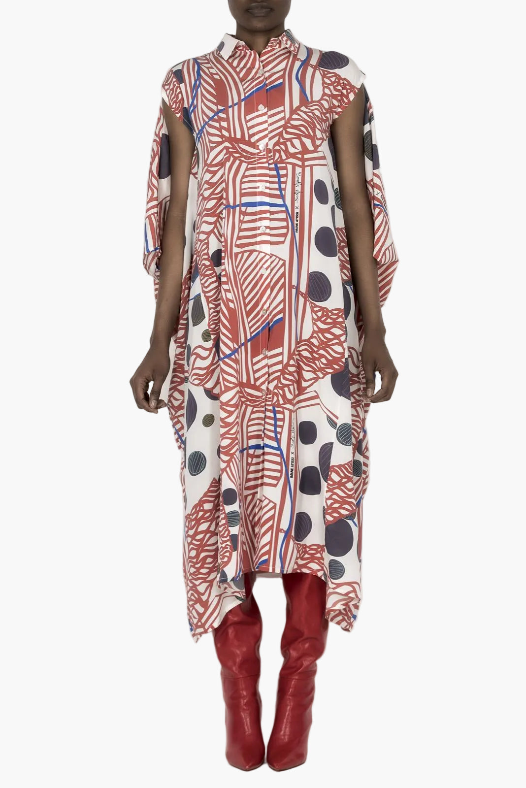 Printed silk crepe boubou shirt dress in collaboration with Boris Nzebo