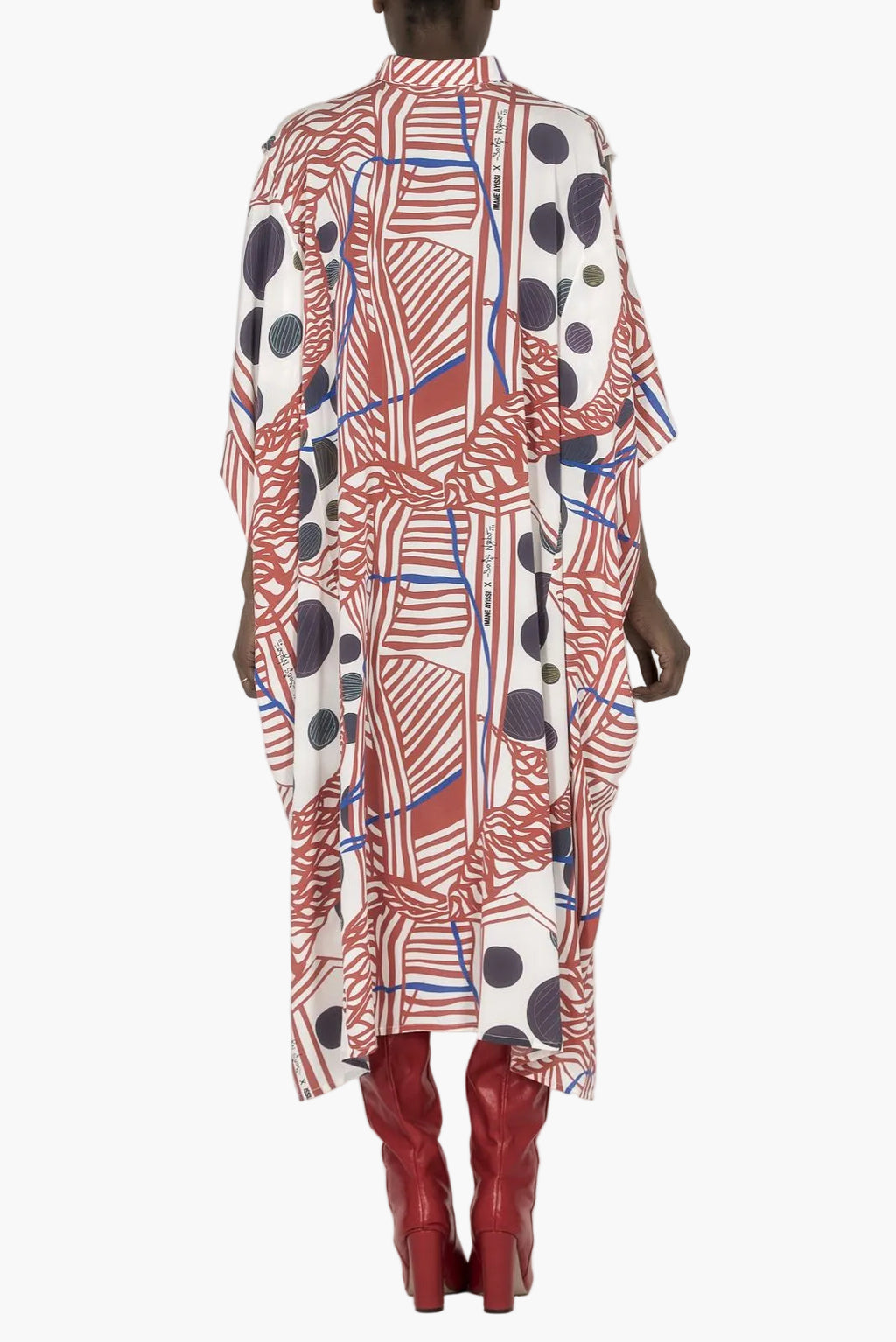 Printed silk crepe boubou shirt dress in collaboration with Boris Nzebo