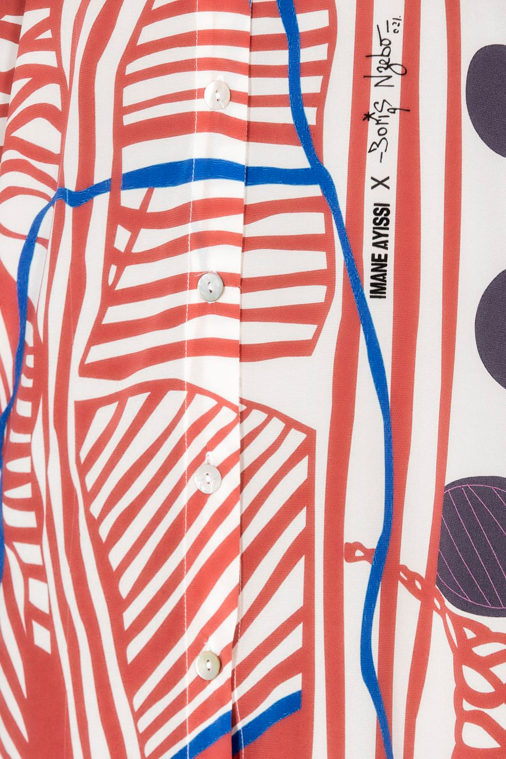 Printed silk crepe boubou shirt dress in collaboration with Boris Nzebo