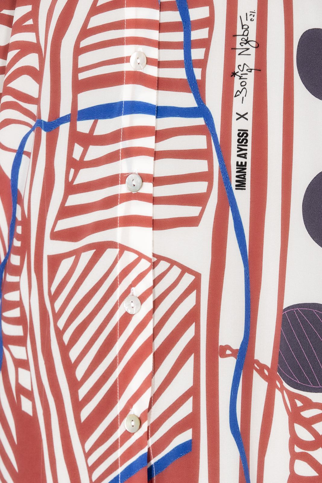Printed silk crepe boubou shirt dress in collaboration with Boris Nzebo