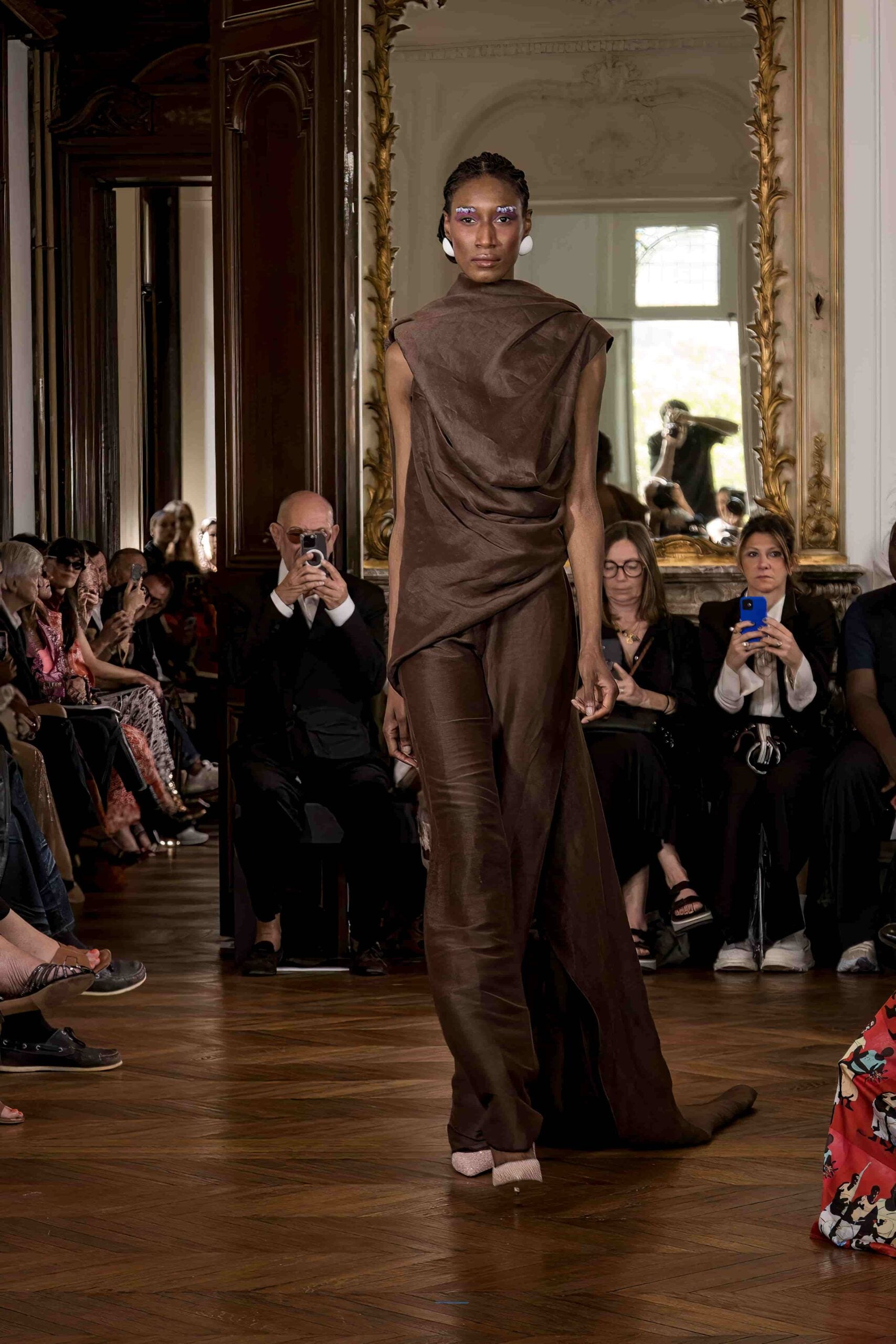 Draped top and trouser set