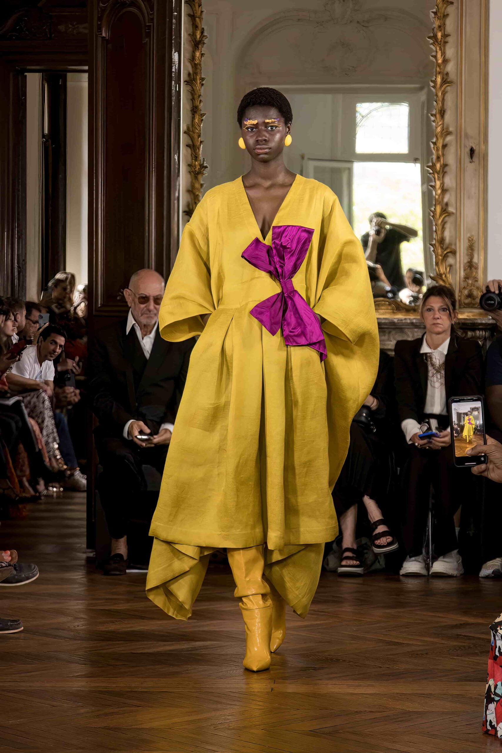 Boubou dress in linen and silk gazar