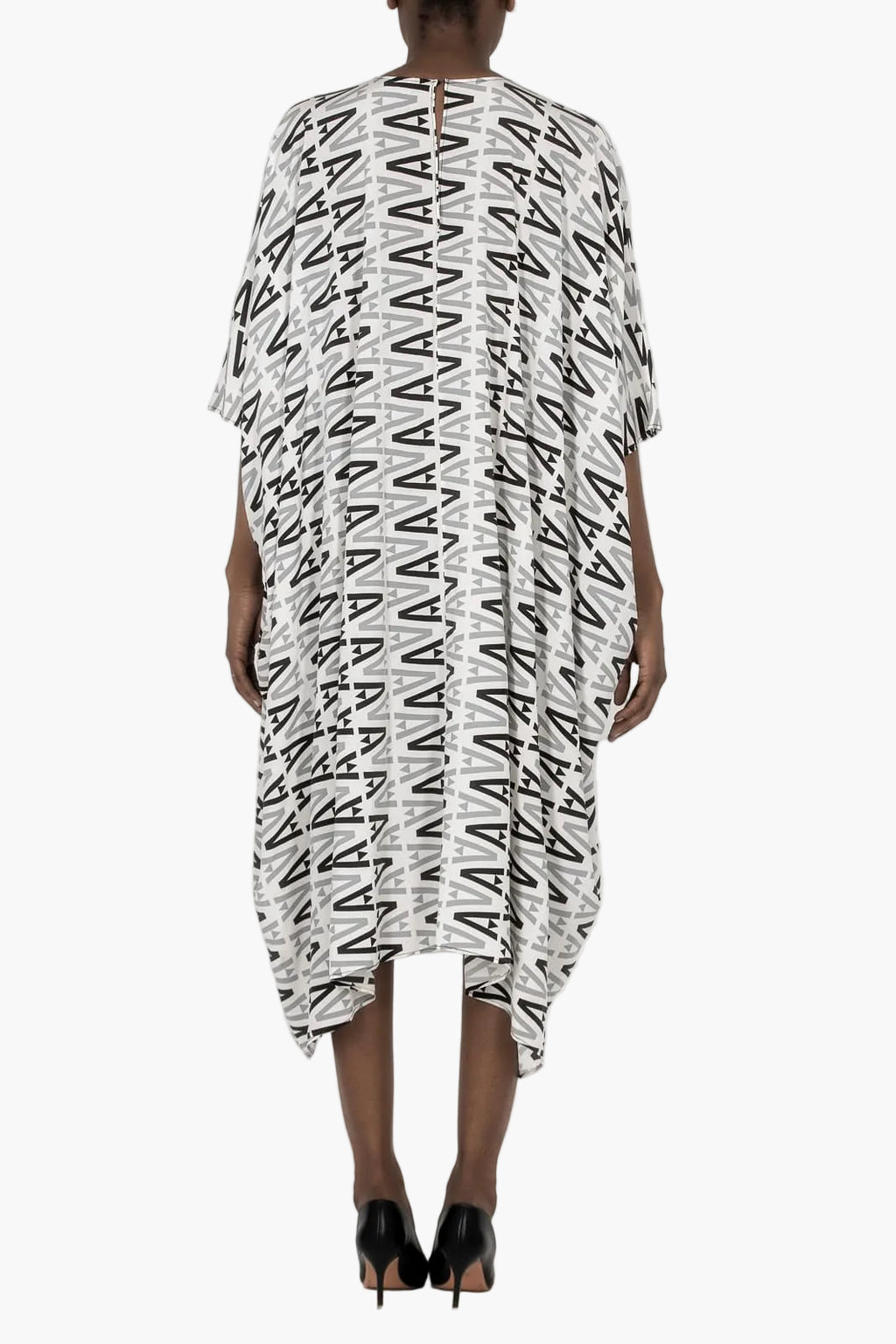 "Boubou" dress in flowing silk crepe with an exclusive print
