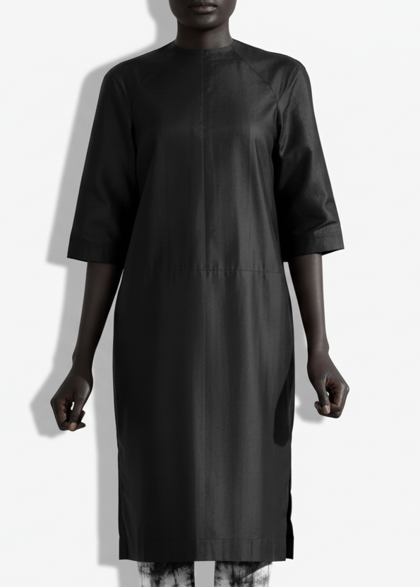 Straight dress in silk taffeta