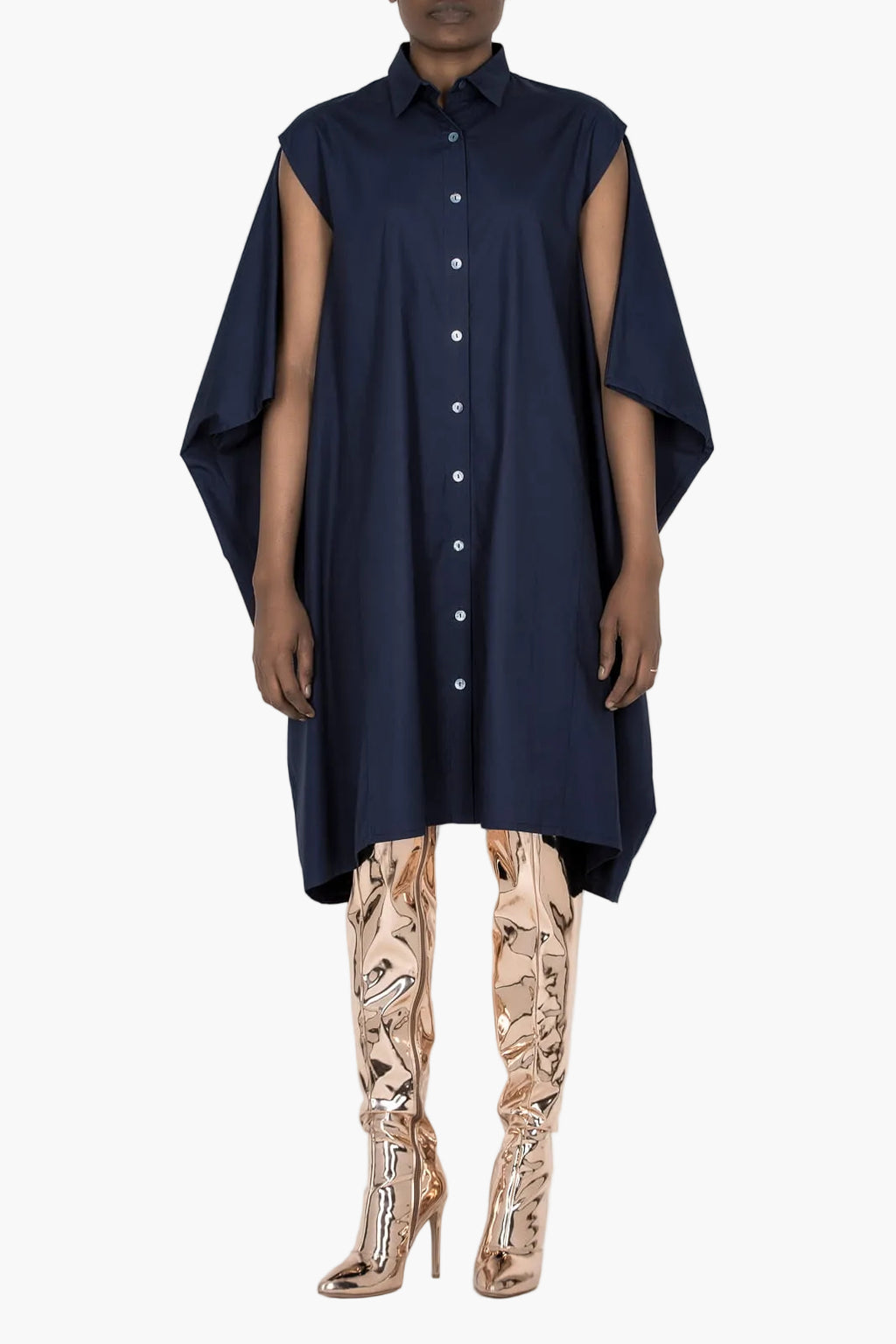 "Boubou" shirt dress in cotton poplin