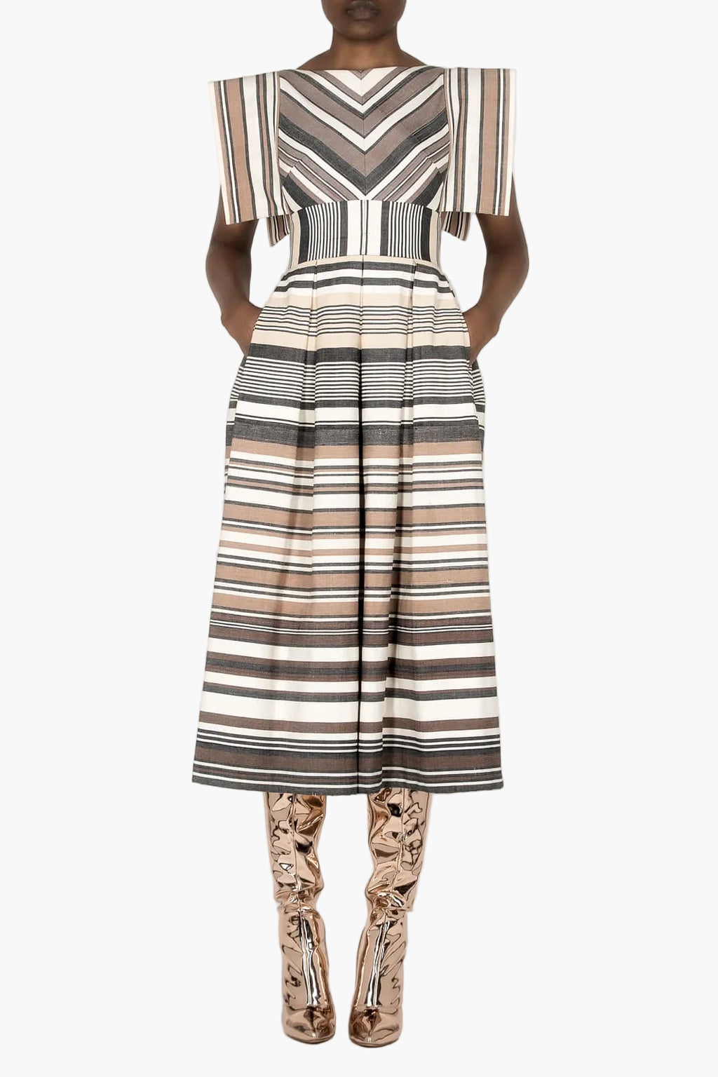 Striped dress in organic Faso Dan Fani