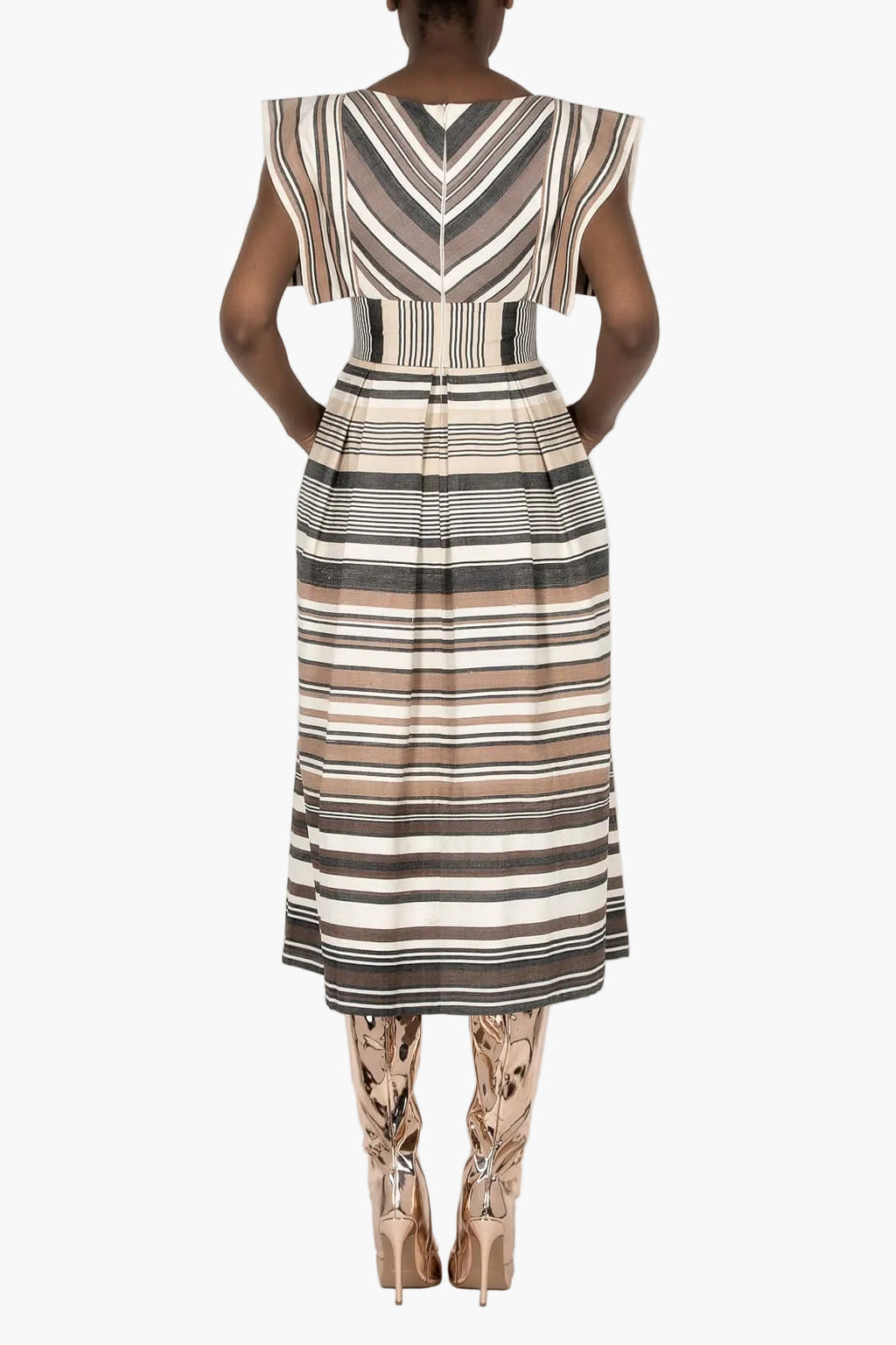 Striped dress in organic Faso Dan Fani