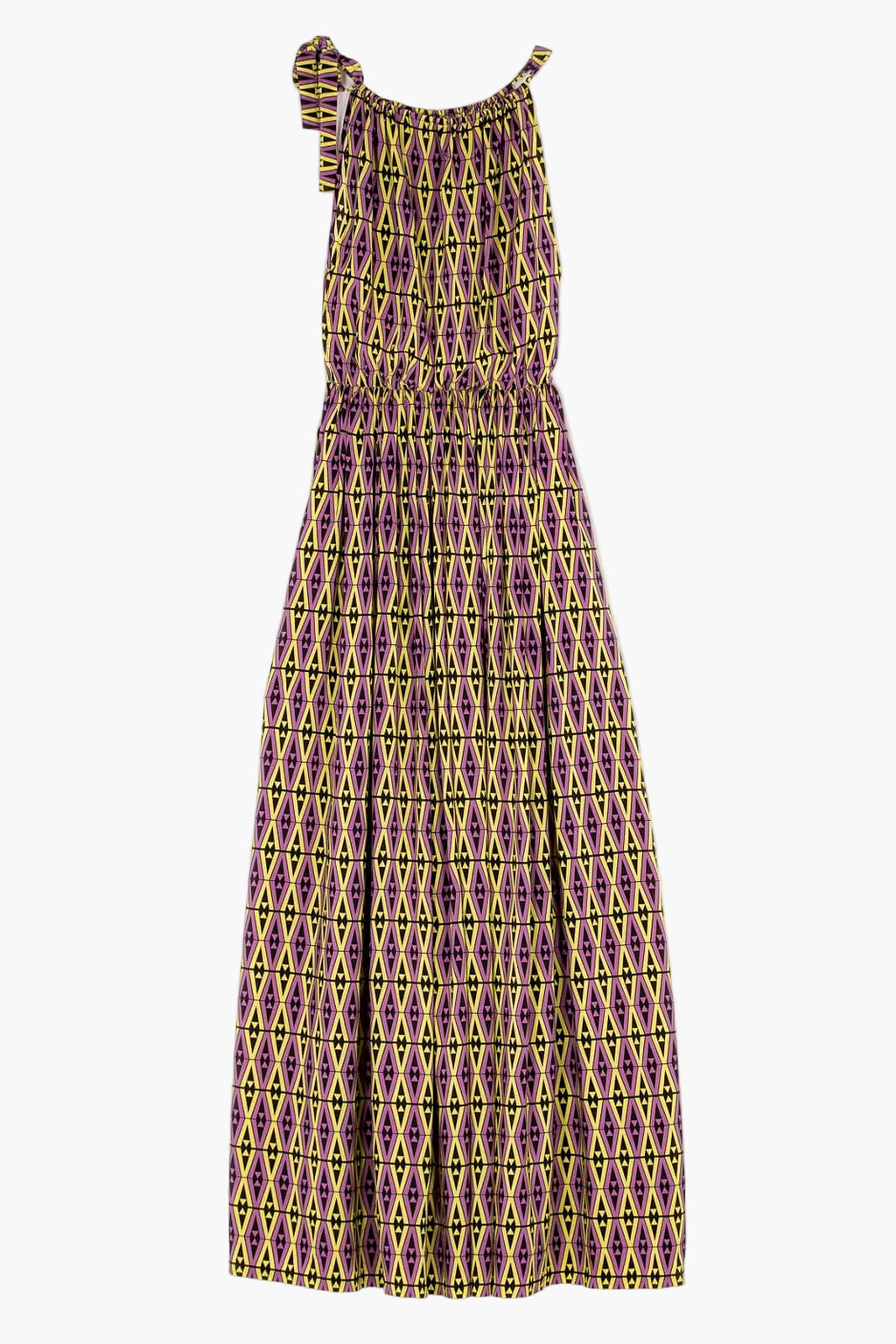Maxi dress in exclusive printed silk crepe