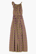 Maxi dress in exclusive printed silk crepe