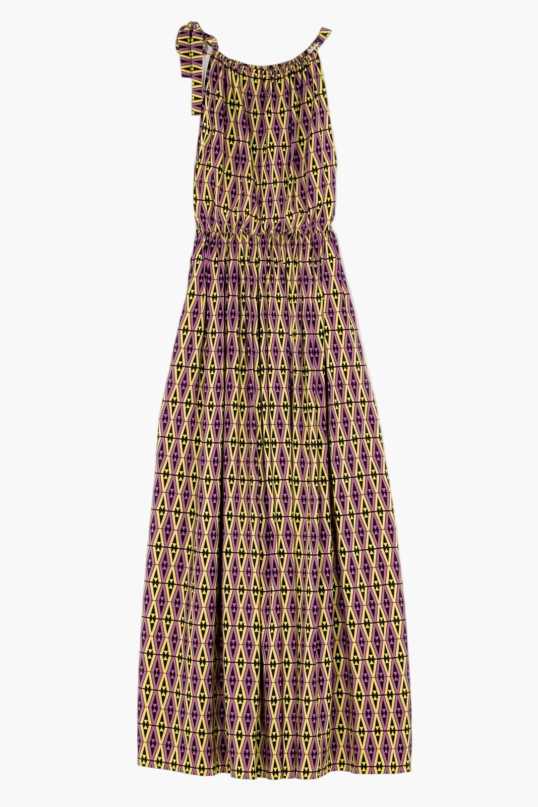 Maxi dress in exclusive printed silk crepe