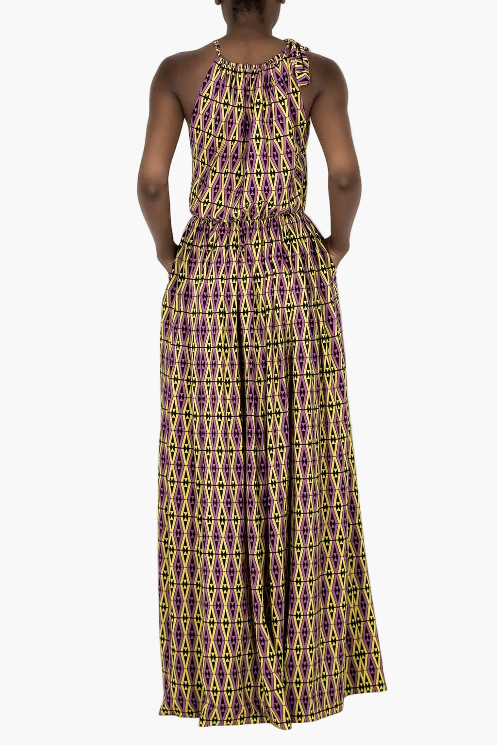 Maxi dress in exclusive printed silk crepe