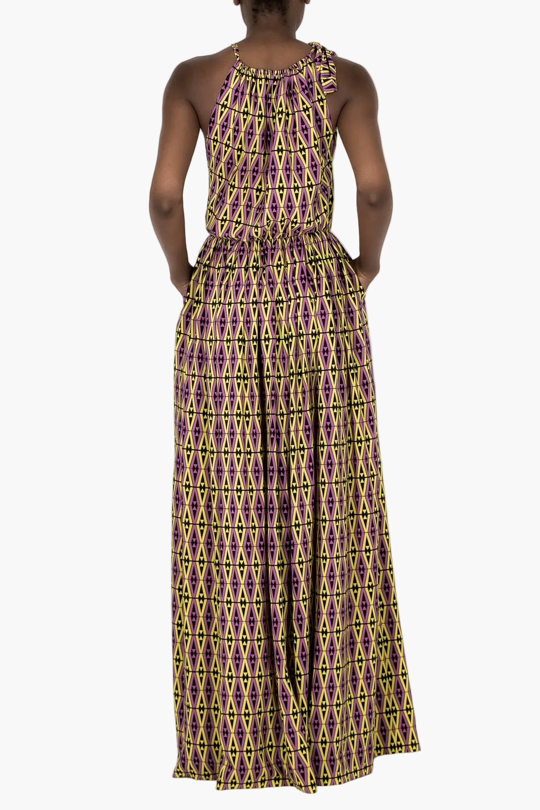 Maxi dress in exclusive printed silk crepe