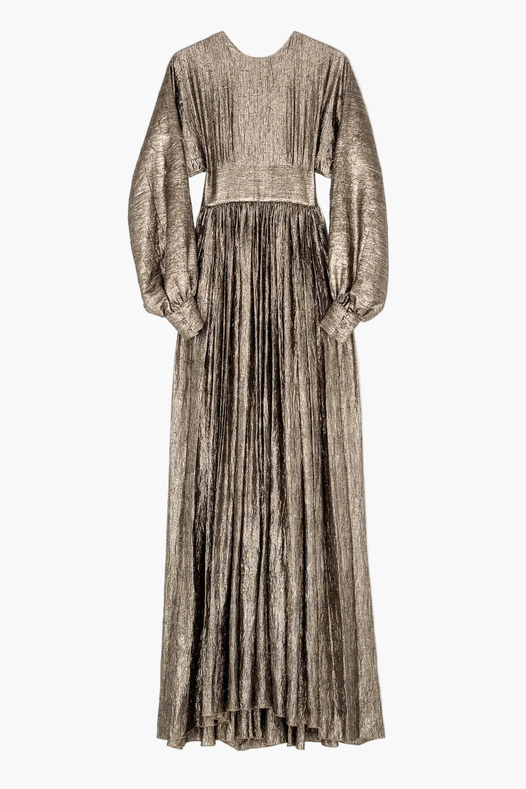 Flowing lamé evening dress