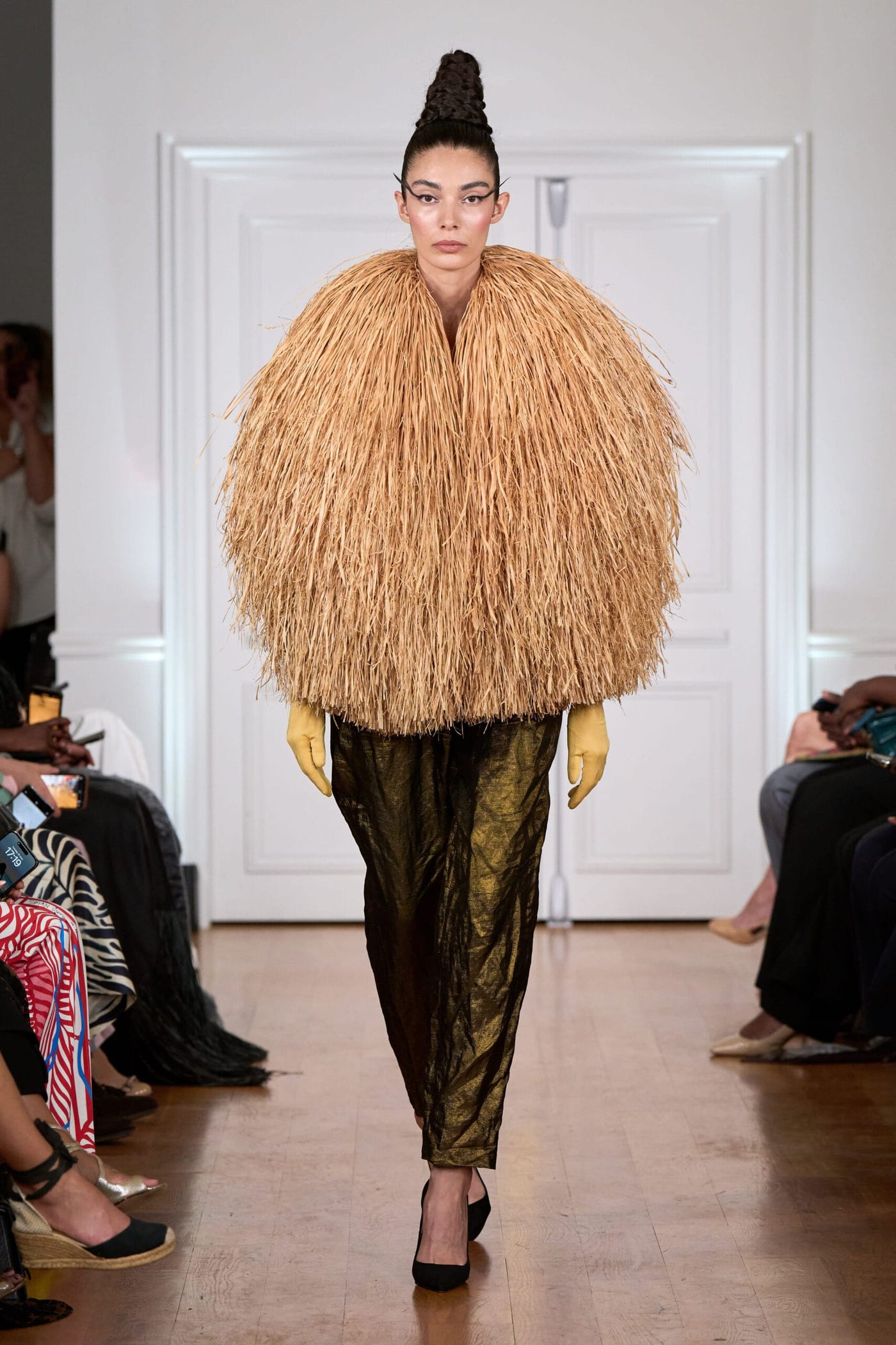 Silk and raffia trouser suit