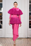 Cotton satin top and skirt set