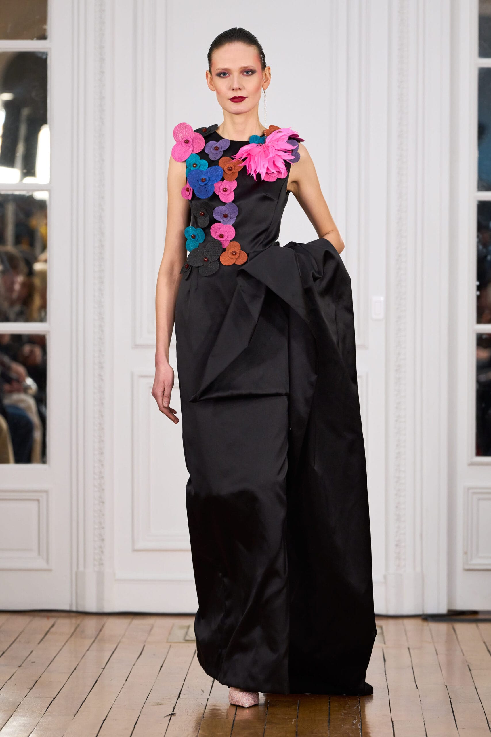 Duchess satin sheath dress