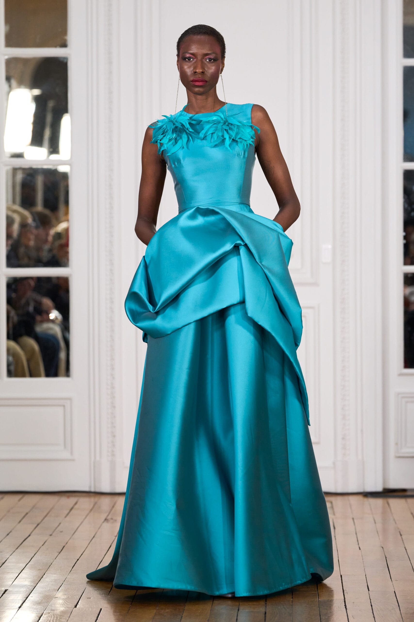 Long dress with draped overskirt